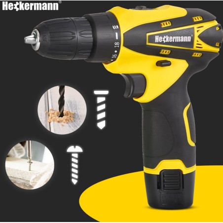 Akku-Bohrschrauber 2xAkku + Heckermann-Koffer AJW12