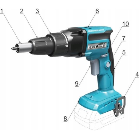 Dedra Akku-Schrauber für Gipskartonplatten 1/4" Sechskant 18 V 0*Ah SAS+ALL