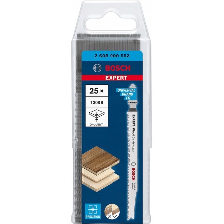 Bosch Powertools Bosch Expert Stichsägeblatt T 308 B „Wood 2-side clean“ (25 Stück)