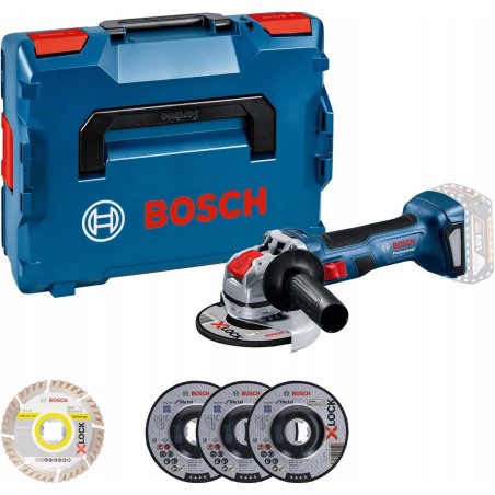Bosch Professional GWX 18V-7 Set: Winkelschleifer, Scheiben, Schutzhaube, Griff