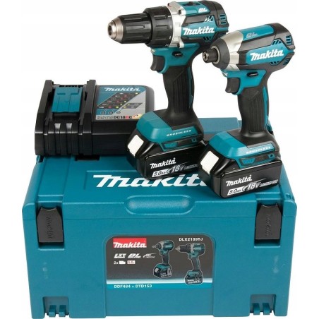 Makita COMBOKIT 18V DLX2189TJ Akku-Bohrschrauber mit 2 Akkus à 5,0 Ah MAKITA