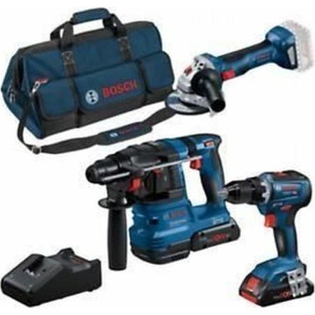 Bosch-Elektrowerkzeug-Set „Bosch Combination Set 18V“: GSR 18V-55 + GWS 18V-7 + GBH 18V-22, Werkzeugset (blau, 2x ProCORE1-Akku)