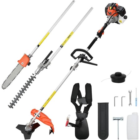 vidaXL 4-in-1-Rasentrimmer mit Trimmerfunktion, orange, 52 cm³, 1,45 kW