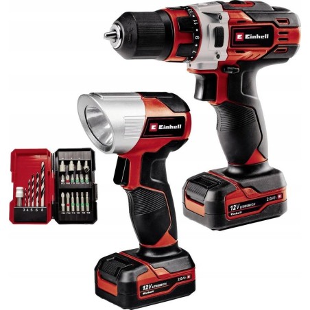 Einhell Akku-Bohrschrauber TE-CD 12/1 +22+CL, 12 V (rot/schwarz, 2 Li-Ionen-Akkus à 2 Ah, 22-teiliges Bit- und Schraubendreher-Set)