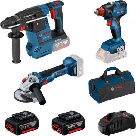 Bosch-Elektrowerkzeugset SET BOSCH GBH 18V-26  + GDX 18V-200  + GWS 18V-10  + 2XAKU 5,0 Ah  + GAL 1880CV + TASCHE