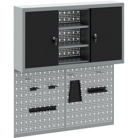 vidaXL Werkzeugschrank-Set, 3-teilig, Stahlgrau, besonders robust