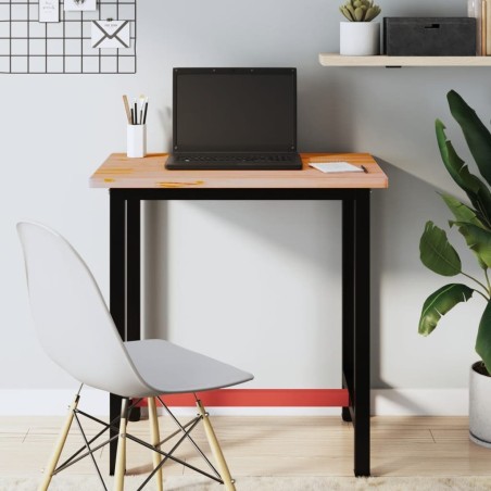 vidaXL vidaXL Arbeitstisch, 80 x 55 x 81,5 cm, massives Buchenholz und Metall