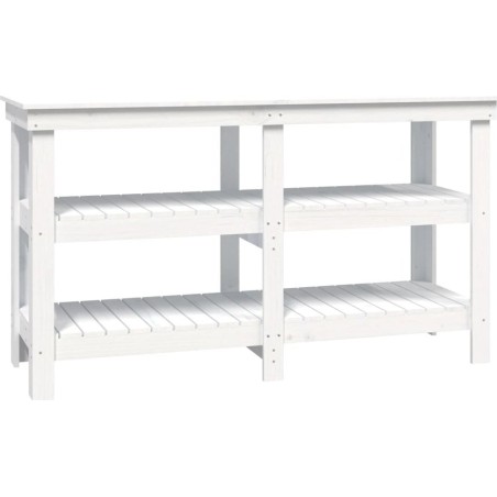 vidaXL vidaXL Arbeitstisch, weiß, 142,5 x 50 x 80 cm, massives Kiefernholz