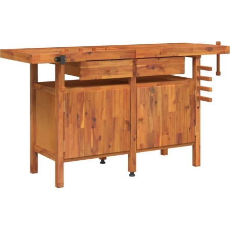 vidaXL vidaXL Arbeitstisch mit Schubladen und Schraubstöcken, 162 x 62 x 83 cm, Akazienholz