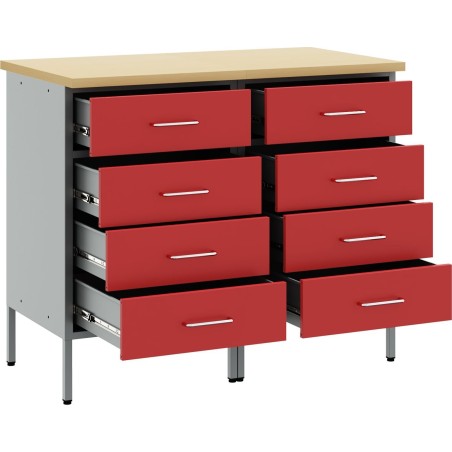 vidaXL Set mit 2 roten Stahlstangen, 25 mm Holzwerkstoff, mittel