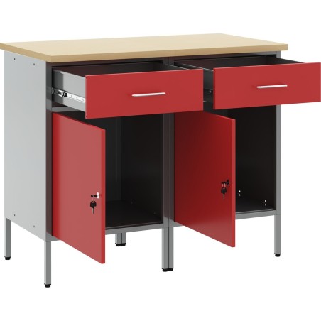 vidaXL Set mit 2 roten Stahlbeinen, mittelhoch, höhenverstellbar